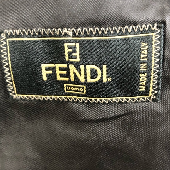 FENDI Men's Blazer Jacket 100% Virgin Wool Two Buttons Jacket Large Gray Black - Picture 9 of 9